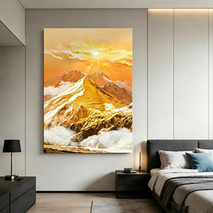 Pintura al Óleo Pintada a Mano, Paisaje de Montañas Doradas al Atardecer, Arte Moderno para Decoración de Pared de Sala de Estar, Sin Marco, Estilo Impresionista - Product Image 3