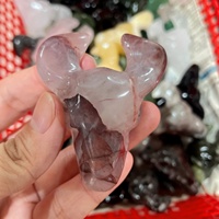 Figurine Tête de Vache en Cristal Naturel Mélangé en Gros, Statue en Pierre Précieuse, Ornement de Bureau en Cristal de Guérison, Décoration Sorcière, Cadeau