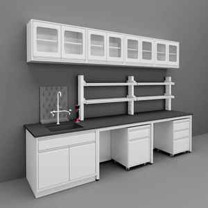 Meja Kerja Laboratorium Industri Baja Modern dengan Lemari di Bawah Meja <span class=keywords><strong>Lab</strong></span> untuk Penggunaan Sekolah, Rumah Sakit, Bengkel, dan Industri - Product Image 1