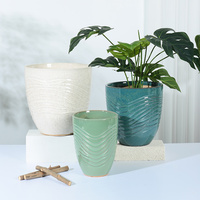 Grands pots à fleurs en céramique circulaires pour la décoration du salon, style nordique, pour l'intérieur et l'extérieur, grand pot pour planter des arbres