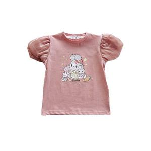 Nueva ropa de verano para niñas: <span class=keywords><strong>Camiseta</strong></span> de malla con mangas abullonadas y diseño de conejo de dibujos animados, estilo coreano para niñas pequeñas y medianas. - Product Image 5