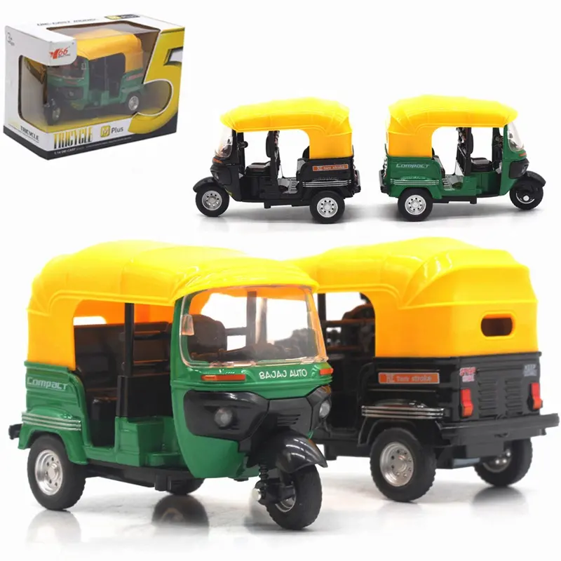 2024 GUDA Wholesale 1:14 pull back miniauto alloy cheap friction mini Tricycle with light music