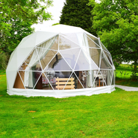 Dôme Géométrique Hôtelier, Tente Dôme Transparente en PVC pour Projection Extérieure, Igloo Hivernal Géodésique en Polycarbonate Écologique pour Maison/Resort