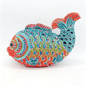 Cute Goldfish Shaped Crystal Evening <strong>Bag</strong> Handmade Unique Women's <strong>Clutch</strong> Handbag <strong>for</strong> <strong>Wedding</strong> Party Wholesale - Product Image 1