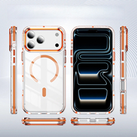 Coque Magnétique Transparente Souple avec Pare-chocs Coloré pour iPhone 17 Air 16 15 14 13 Pro Max Plus, Compatible Charge Sans Fil