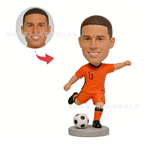 Poupée bobblehead personnalisable avec photo, maillot orange numéro 13, star du football, poupée de printemps, cadeau sportif - Product Image 3