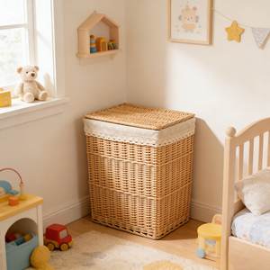 <span class=keywords><strong>Panier</strong></span> <span class=keywords><strong>à</strong></span> <span class=keywords><strong>linge</strong></span> pliable multifonction en osier écologique et organisateur de rangement pour salle de bain et jouets - Product Image 4