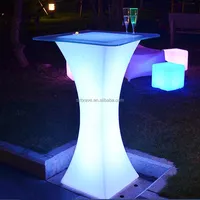 Mesa de Bar cuadrada para cóctel, iluminación Led cambiable, recargable, RGB, 16 colores