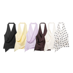 KAR&OT ZA Vêtements pour femmes Nouvelle collection Printemps 2026 : <span class=keywords><strong>Top</strong></span> <span class=keywords><strong>dos</strong></span> <span class=keywords><strong>nu</strong></span> en satin à ourlet asymétrique et col licou 2337051 2337061 - Product Image 1