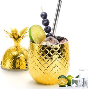 Penjualan Panas Gelas Nanas Plastik Lapis Emas 16 OZ, Cangkir Moscow Mule dengan Sedotan untuk Pesta dan Acara Minum - Product Image 4