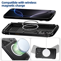 Étui de protection 3-en-1 TPU+PC avec support magnétique et design métallique pour 17 Pro Max, protection à 360°