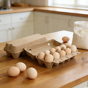 Barquettes à œufs en papier certifiées 2/3/4/6/<span class=keywords><strong>12</strong></span> alvéoles, emballage écologique en pâte à papier pour le marché allemand des œufs biologiques - Product Image 1