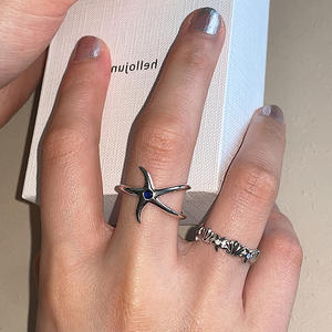 Bague ouverte en métal coquillage et étoile de mer pour femmes, simple, tendance, tempérament, toutes les bagues assorties, vente en gros - Product Image 1