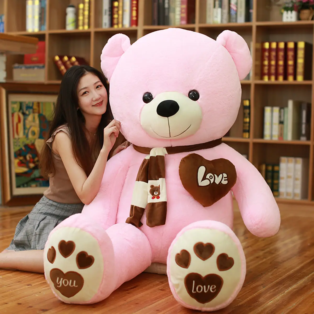 Гигантские медведи тедди, большое животное, мягкая игрушка с шарфом, мягкие животные, подарок ребенку на день рождения, медведи на День святого Валентина