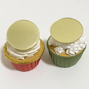 Fincan kek diskler mutlu Birtrhday lazer Mark parlak altın ayna Disk kek Charm Cupcake Cakesicle Pop Disk Topper tatlı hediye
