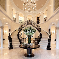 Escalier d'arc d'escalier incurvé de fantaisie de duplex avec la balustrade en fer forgé pour le prix usine de style australien de projet de villa