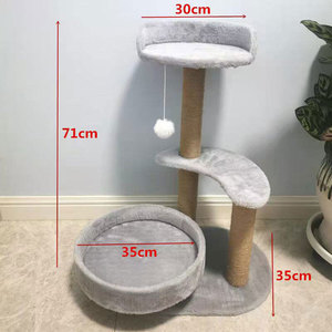 Árbol rascador para gatos de tres niveles, tipo villa, grande, con nido y juguete integrado, mobiliario y suministros para mascotas - Product Image 6