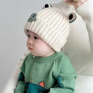 Gorro de punto con ojos de rana para bebés y niños pequeños, gorro unisex cálido para otoño e invierno, 50-52 cm - Product Image 4