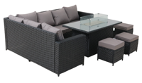 Ensemble de 9 chaises de patio en rotin PE résistant aux UV avec tissu, pour coin repas, foyer extérieur, cour, salle de sport, salon élégant, parc