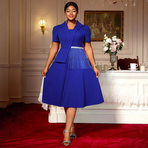 S3247F Nuevo Vestido de Noche Elegante para Mujer, Talla Grande, con Mangas de Mariposa y Volantes, Ideal para Fiestas y Bodas - Product Image 2
