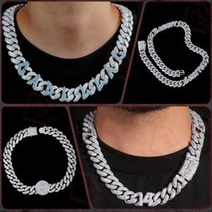 Kalung Miami Moissanite Cuban Iced Out Hip Hop Perak Sterling 925 dengan Potongan Baguette Moissanite Cuban Links Chains - Product Image 4