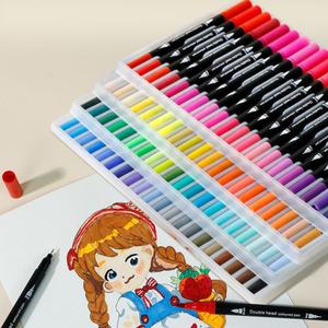 Rotuladores <span class=keywords><strong>de</strong></span> doble cabeza Plumas <span class=keywords><strong>de</strong></span> acuarela <span class=keywords><strong>de</strong></span> plástico Juego <span class=keywords><strong>de</strong></span> delineador lavable sin manchas para estudiantes y niños para <span class=keywords><strong>dibujo</strong></span> artístico - Product Image 1