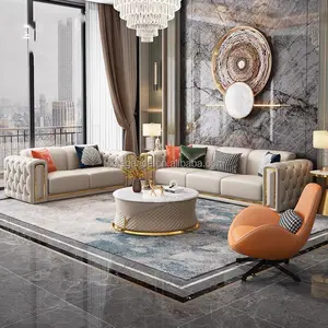 Loveseat-sofá individual <span class=keywords><strong>italiano</strong></span> de cuero con plumas para sala de tv, fundas para asientos individuales, color crema - Product Image 1