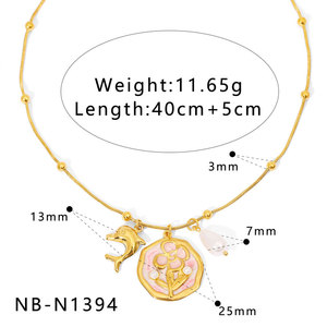 Collares de Moda Hawaiana de Verano, Joyería de Acero Inoxidable 316L, Collar de Conchas Marinas Chapado en Oro de 14k y 18k para Mujer - Product Image 5