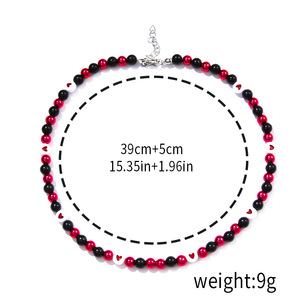 Christmas Pearl Necklace Women's Multi Layer Beaded Sweater <b>Chain</b> Holiday Jewelry Red Green <b>Black</b> Heart Design - Product Image 5