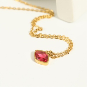 Creative Jewelry 18k Gold Plated Stainless Steel Zircon Lip Pendant <b>Necklace</b> for Women - Product Image 4