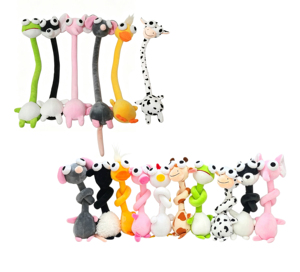 Al por mayor, lindos animales de peluche malvados de cuello largo y cuerpo flexible, figuras de juguete de panda, gato, perro, conejo, muñecos de peluche y llaveros de animales - Product Image 1