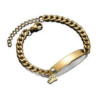 Bracelet en acier au titane minimaliste à la mode pour les couples Design géométrique bricolage avec étiquette incurvée Style tendance