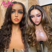 Peluca de Cabello Virgen Indio con Frente de Encaje Transparente HD 13X4 sin Pegamento, Ondulado, Rojizo, para Mujeres Negras