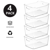 Boîtes de rangement rectangulaires en plastique PET transparent, écologiques, durables, pour réfrigérateur et garde-manger, pour la conservation des aliments