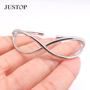 Moda latón abierto hueco Cruz Mobius Loop brazalete chapado en oro pulsera de plata para mujeres parejas amantes joyería de moda - Product Image 6