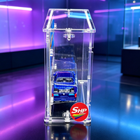 Vitrine de présentation SHP en acrylique pour voitures miniatures Hot Wheels Mainline, format court, épaisseur 6 mm, transparente, avec fermeture, pour modèles réduits 1:64