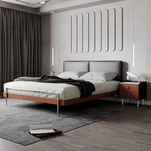 Ensemble chambre double/king-size de luxe de haute qualité avec lit en similicuir souple et cadre de rangement rembourré pour mariage ou maison - Product Image 5