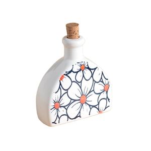 Bouteille à huile en céramique artisanale, design marocain, bouteille à vinaigre avec bouchon en liège, décoration de cuisine méditerranéenne - Product Image 1