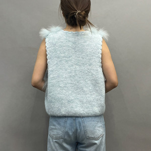 Chaleco de Piel de Zorro Tejido con Botones Cortos Jancoco, Abrigo de Piel Chevron al por Mayor para Otoño e Invierno, Moda Femenina - Product Image 3