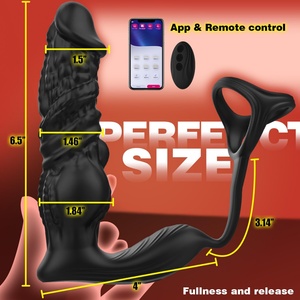 Thrusting Prostate Massager Anal Vibrator for Men Double <b>Ring</b> Masturbation Tools 6 1 Vibrating Toys Silicone Cock <b>Ring</b> - Product Image 4
