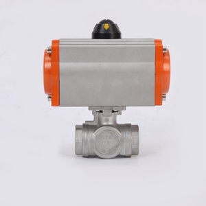 Vanne à boisseau sphérique pneumatique PN16 3 pouces 3 voies à raccord en <span class=keywords><strong>T</strong></span> fileté NPT BSP en acier inoxydable CF8M 304 PQ13 - Product Image 3