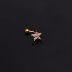 HENGSEN Bijou de <span class=keywords><strong>piercing</strong></span> en acier inoxydable doré et argenté, barbell en cuivre avec zircon cubique, pour Daith, Tragus, <span class=keywords><strong>Helix</strong></span>, Snug, Rook - Product Image 2