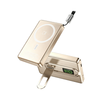 Batterie externe magnétique dorée personnalisée avec logo, certifiée CCC KC PSE, 20W, 5000mAh, 10000mAh, CE, semi-solide, mini, avec support