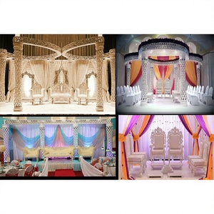 Pilares de Boda de Lujo Ajustables de Fibra de Vidrio con Cristales Tallados en Diamante para Mandap Imperial de Boda India - ¡Lo Último en Tendencia! - Product Image 1