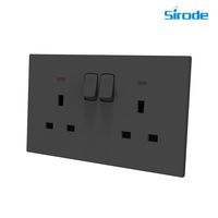 Prise murale électrique Sirode K3 Series, design ultra-plat moderne, couleur noire, 2 gangues, 13A, norme britannique, pour la maison