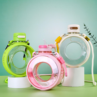 Gourde pour enfants Gym Sans BPA Plastique transparent 750ml Grande capacité Portable Sport Forme ronde Bouteille d'eau avec sangle
