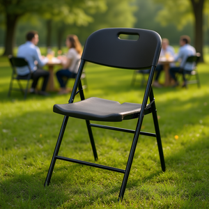 Silla Plegable de Plástico Negra, Capacidad de 440 Libras, Portátil, de Grado Comercial, para Bodas, Picnics y Eventos - Product Image 2