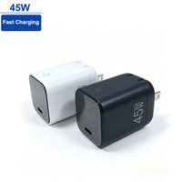 Chargeur mural rapide 45W GaN USB-C PD OVP avec prise pliable portable pour ordinateur portable, téléphone, tablette et montre