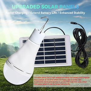 Lampe <span class=keywords><strong>solaire</strong></span> LED portable d'extérieur - Panneau rechargeable haute efficacité avec crochet de suspension - <span class=keywords><strong>Projecteur</strong></span> d'urgence pour jardin et camping - Product Image 1