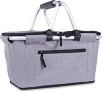 Panier de pique-nique pliable en tissu isolé et écologique avec couvercle et doubles poignées - Durable et portable